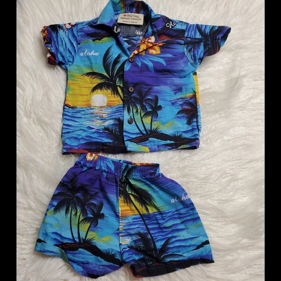 Royal Hawaiian Creations Baby Shirt & Short Set - Picture 1 of 5